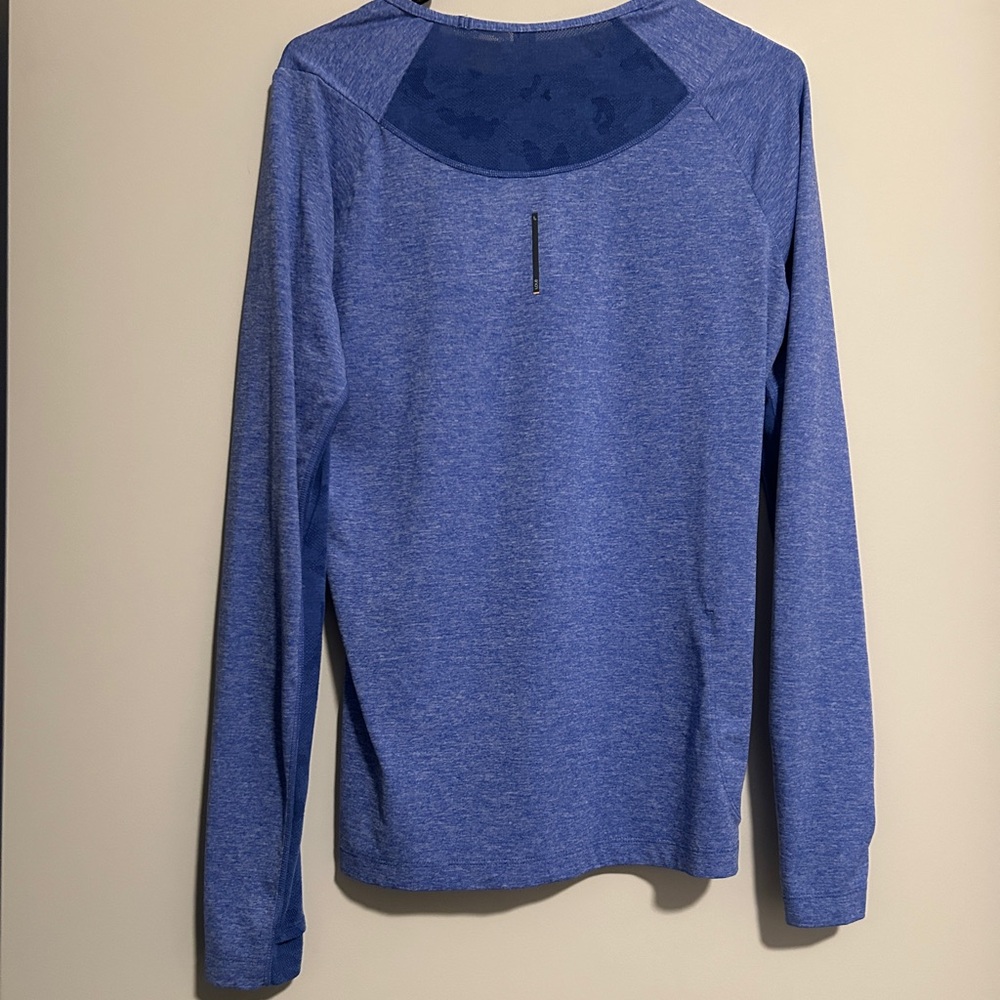 Lolë Shirt Womens Large Blue Long Sleeve Running Zip Pocket Top Gorpcore